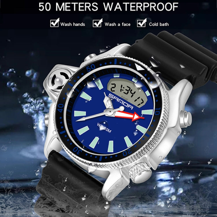 SANDA 3008 Multifunctional Men Outdoor Sports Noctilucent 50m Waterproof Digital Wrist Watch (Black Red) - Sport Watches by SANDA | Online Shopping UK | buy2fix