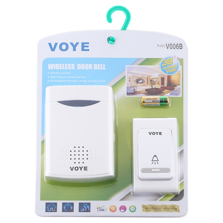 VOYE V006B Home Music Remote Control Wireless Doorbell with 38 Polyphony Sounds (White) - Wireless Doorbell by VOYE | Online Shopping UK | buy2fix