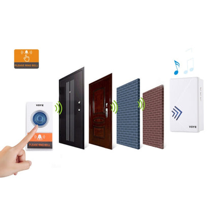 VOYE V022A Home Music Remote Control Wireless Doorbell with 38 Polyphony Sounds (White) - Wireless Doorbell by VOYE | Online Shopping UK | buy2fix