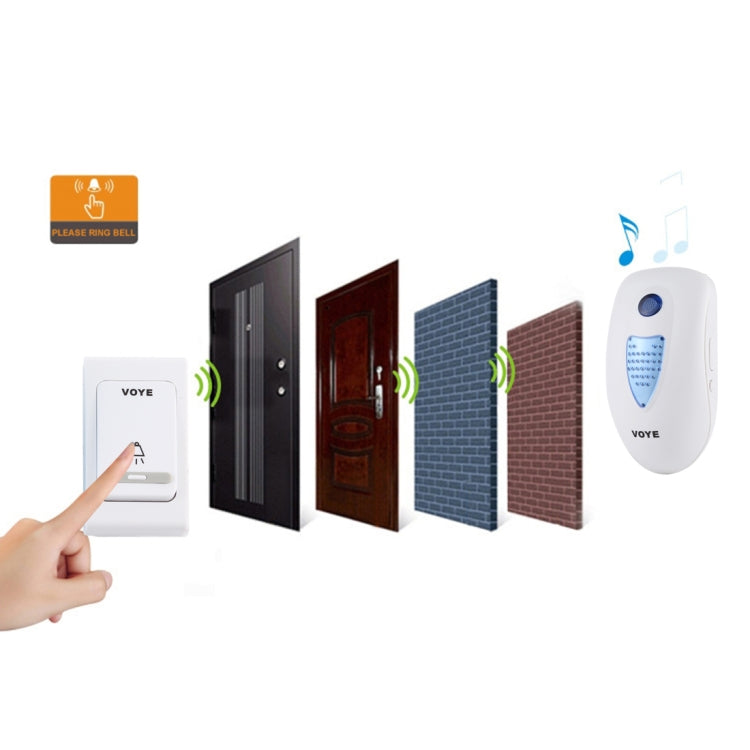 VOYE V003B Home Music Remote Control Wireless Doorbell with 38 Polyphony Sounds, US Plug (White) - Wireless Doorbell by VOYE | Online Shopping UK | buy2fix