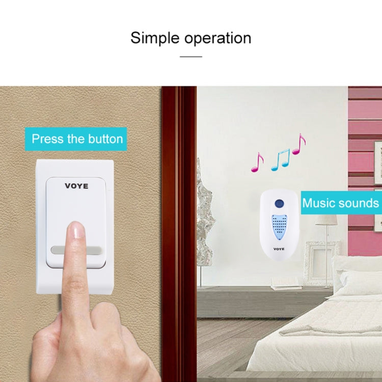 VOYE V003B Home Music Remote Control Wireless Doorbell with 38 Polyphony Sounds, US Plug (White) - Wireless Doorbell by VOYE | Online Shopping UK | buy2fix