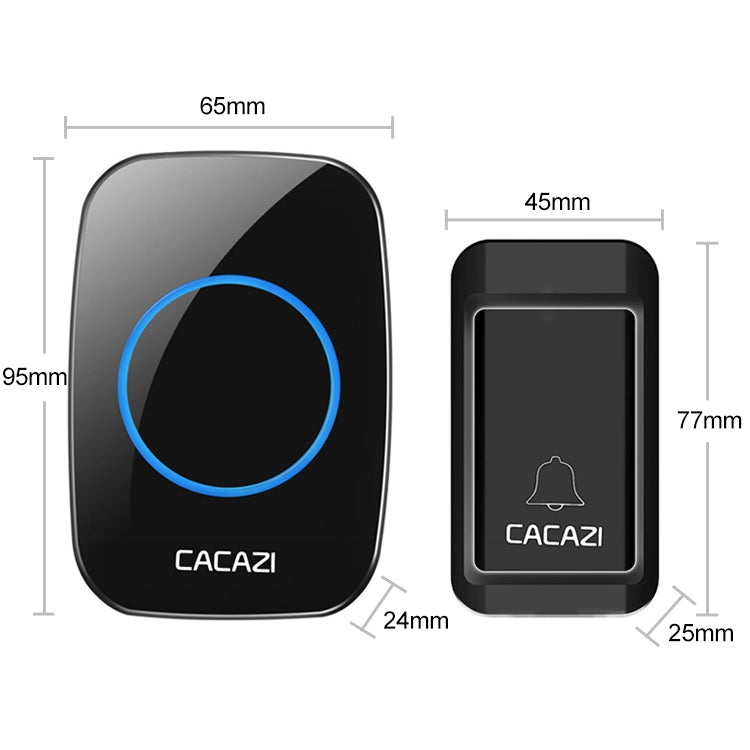 CACAZI A10G One Button Three Receivers Self-Powered Wireless Home Cordless Bell, EU Plug(Black) - Security by CACAZI | Online Shopping UK | buy2fix