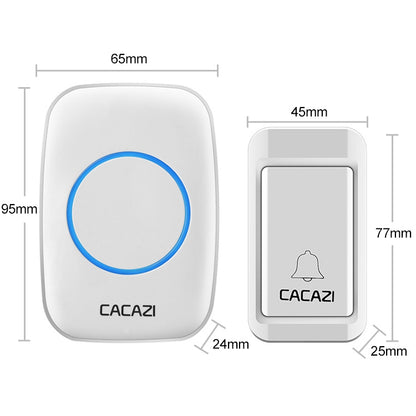 CACAZI A10G One Button One Receivers Self-Powered Wireless Home Cordless Bell, UK Plug(White) - Security by CACAZI | Online Shopping UK | buy2fix
