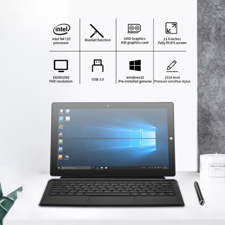 PiPO W11 2 in 1 Tablet PC, 11.6 inch, 8GB+128GB, Windows 10 System, Intel Gemini Lake N4120 Quad Core Up to 2.6GHz, with Stylus Pen Not Included Keyboard, Support Dual Band WiFi & Bluetooth & Micro SD Card - PiPO by PiPo | Online Shopping UK | buy2fix