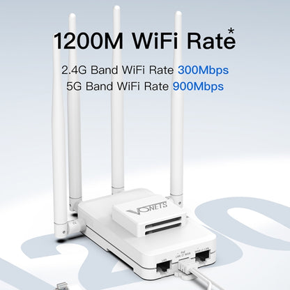VONETS VAR1200-H 1200Mbps Wireless Bridge External Antenna Dual-Band WiFi Repeater, With 4 Antennas + DC Adapter Set - Wireless Routers by VONETS | Online Shopping UK | buy2fix