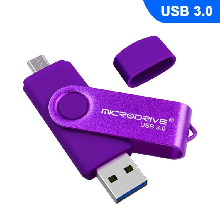 MicroDrive 16GB USB 3.0 Android Phone & Computer Dual-use Rotary Metal U Disk (Purple) - USB Flash Drives by MicroDrive | Online Shopping UK | buy2fix