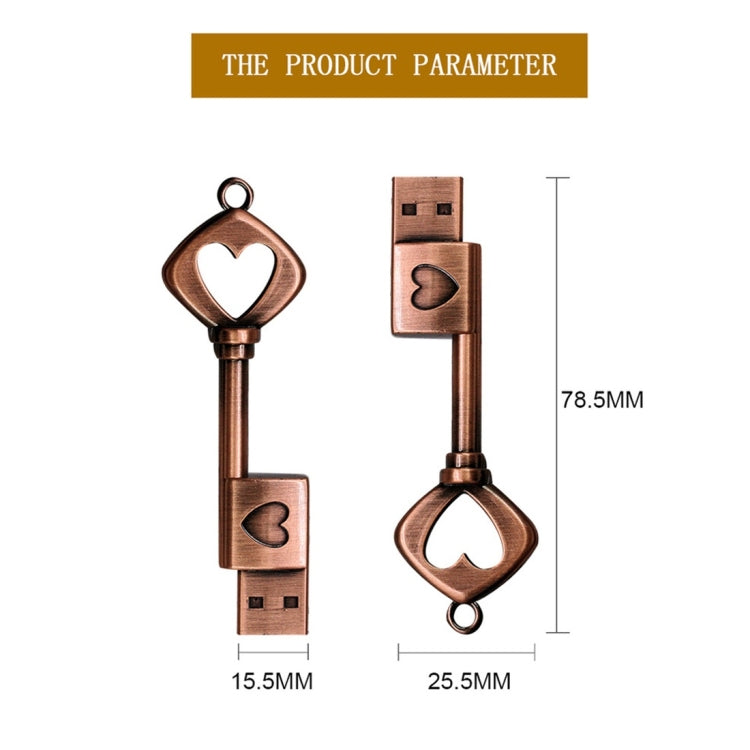 MicroDrive 8GB USB 2.0 Copper Love Key U Disk - Computer & Networking by MicroDrive | Online Shopping UK | buy2fix