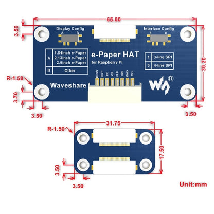 Waveshare 7.5 inch 640x384 E-Ink Display HAT for Raspberry Pi, Three-color, SPI Interface - Modules Expansions Accessories by Waveshare | Online Shopping UK | buy2fix