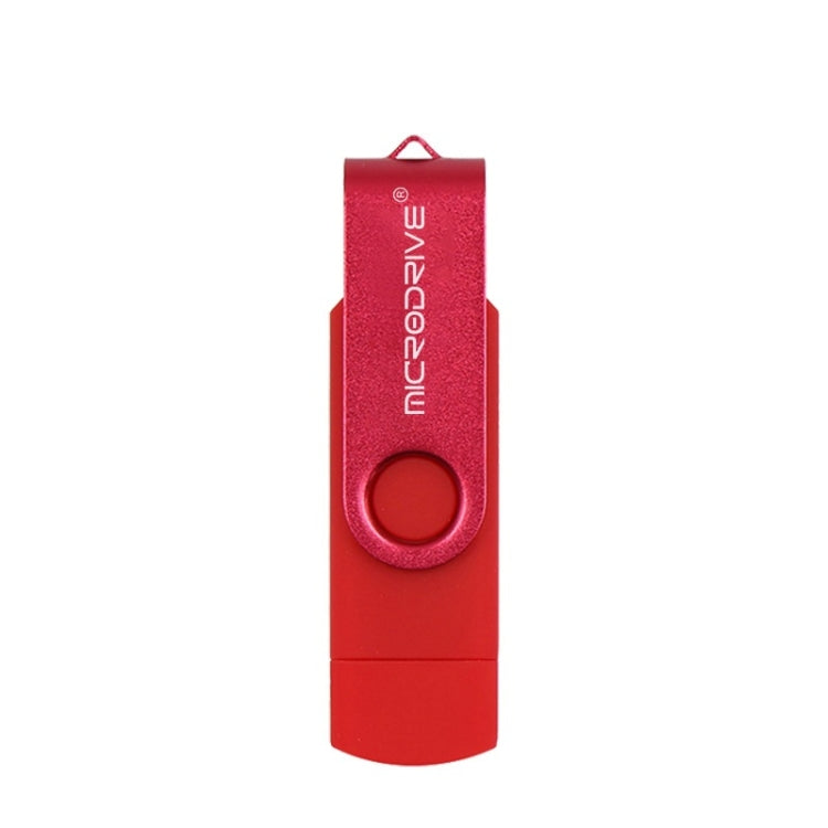 MicroDrive 32GB USB 2.0 Mobile Computer Dual-use Rotating OTG Metal U Disk (Red) - USB Flash Drives by MicroDrive | Online Shopping UK | buy2fix