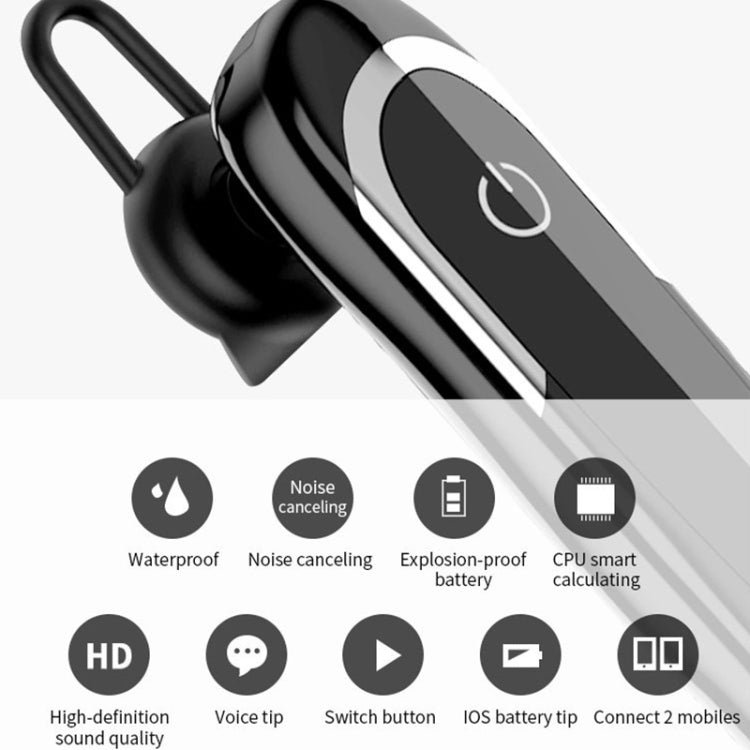 Moloke D5 Hanging Ear Type Business Bluetooth Waterproof Anti-sweat Noise Cancelling Earphone HiFi Sound Headset - Bluetooth Earphone by moloke | Online Shopping UK | buy2fix