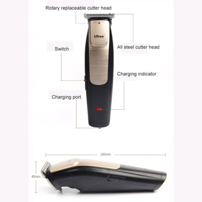 Ufree U-512 Professional Hair Salon Rechargeable Engraved Text Small Hair Clipper Hair Trimmer, EU Plug - Hair Trimmer by Ufree | Online Shopping UK | buy2fix